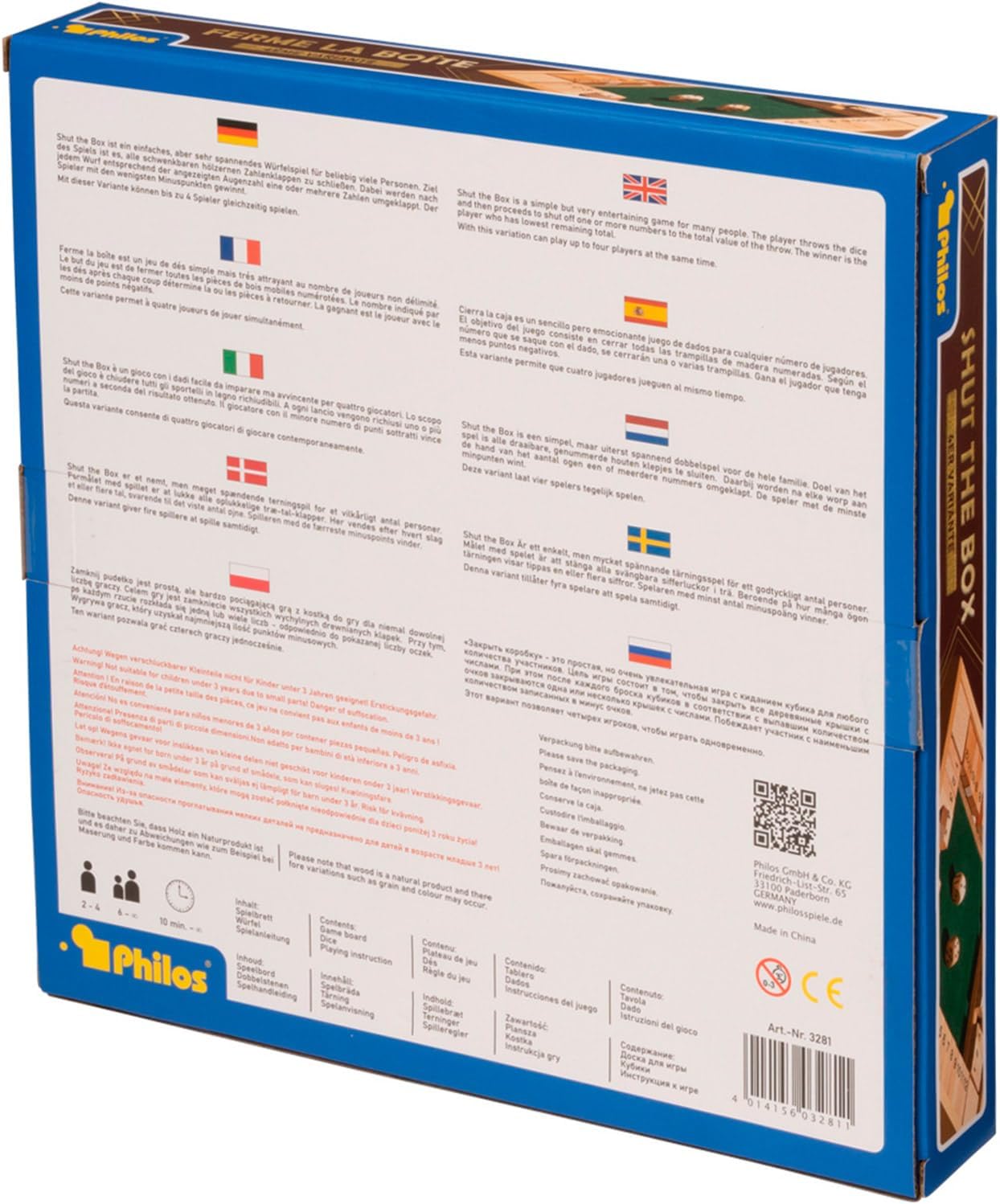 Philos Shut The Box Puzzle Game