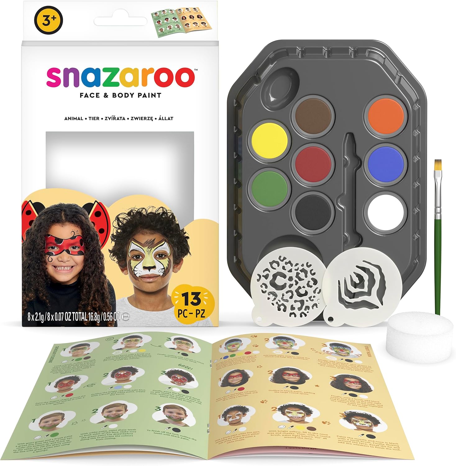 Snazaroo ANIMAL Face and body paint 13pcs.