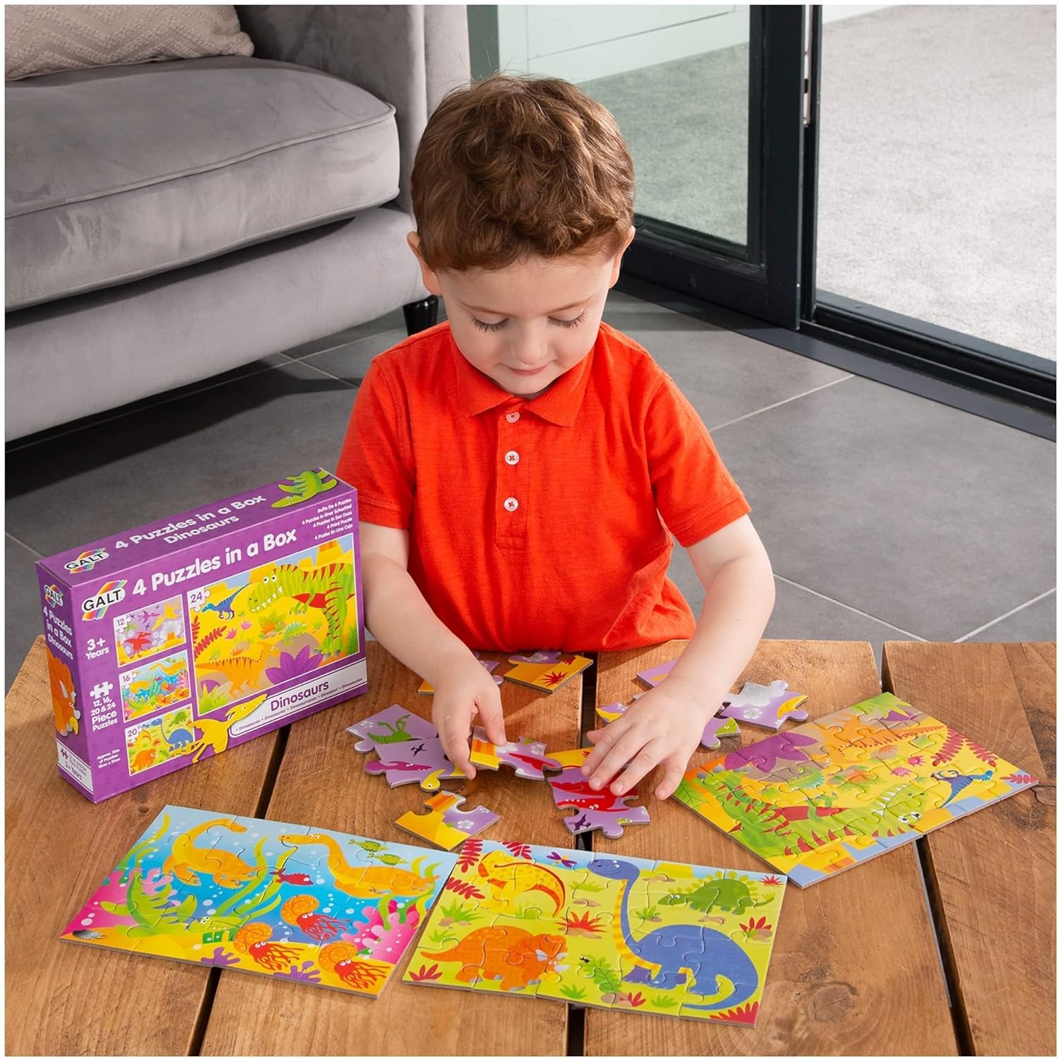 Galt 4 Puzzles In A Box Dinosaurs