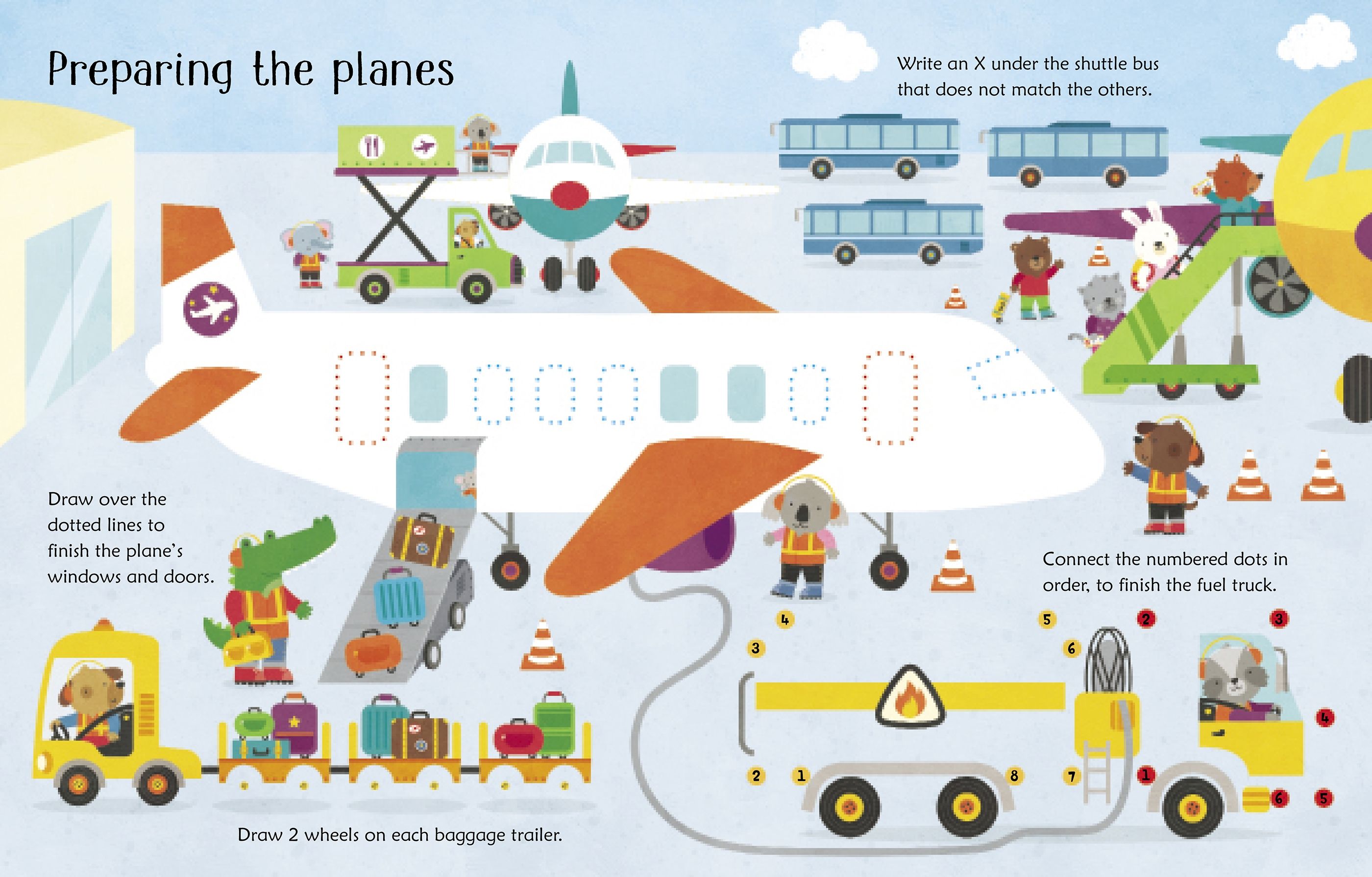 Wipe-clean airport activities