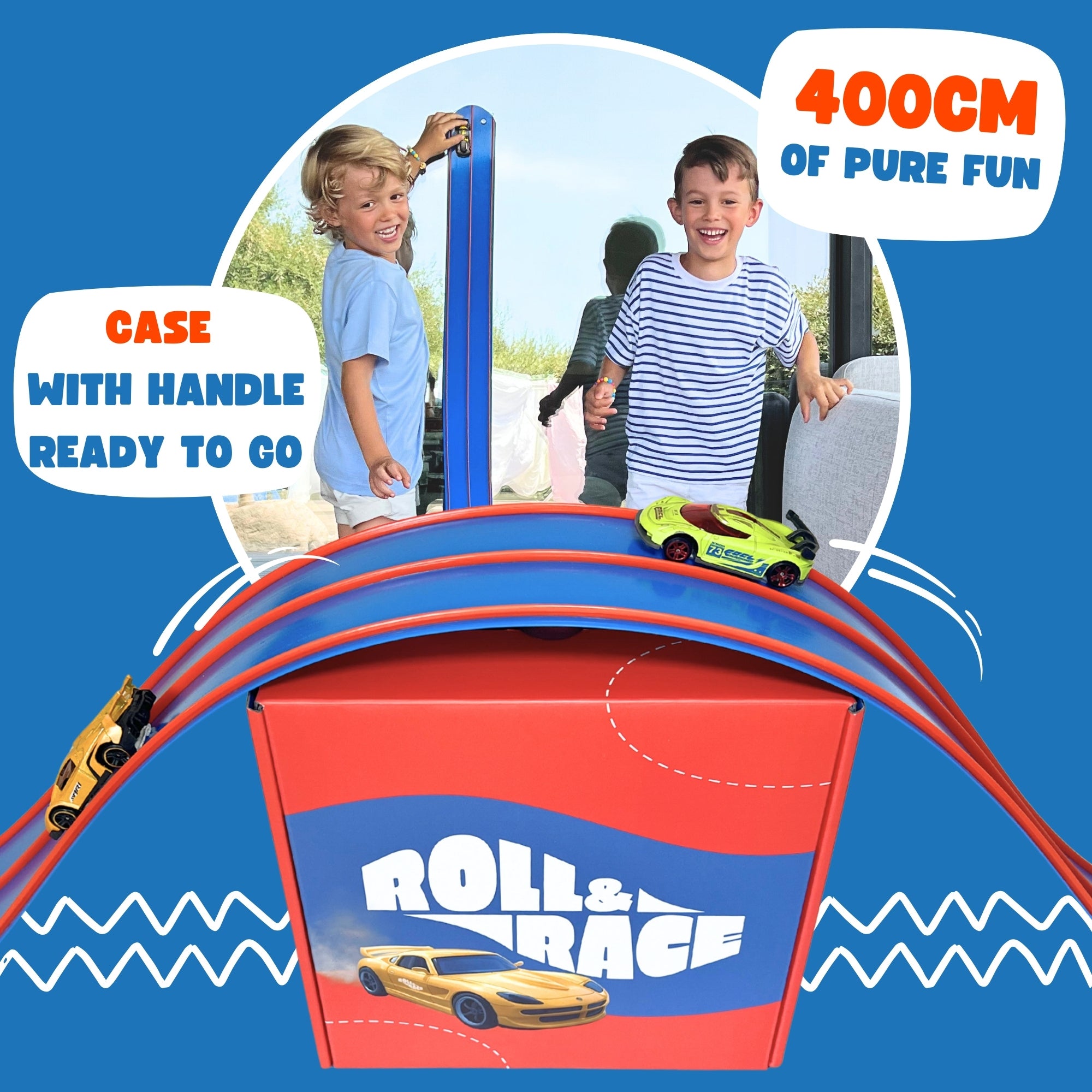 Roll & Race Flexible Car Track 4m – Viral Suction Cup Race Track for Toy Cars