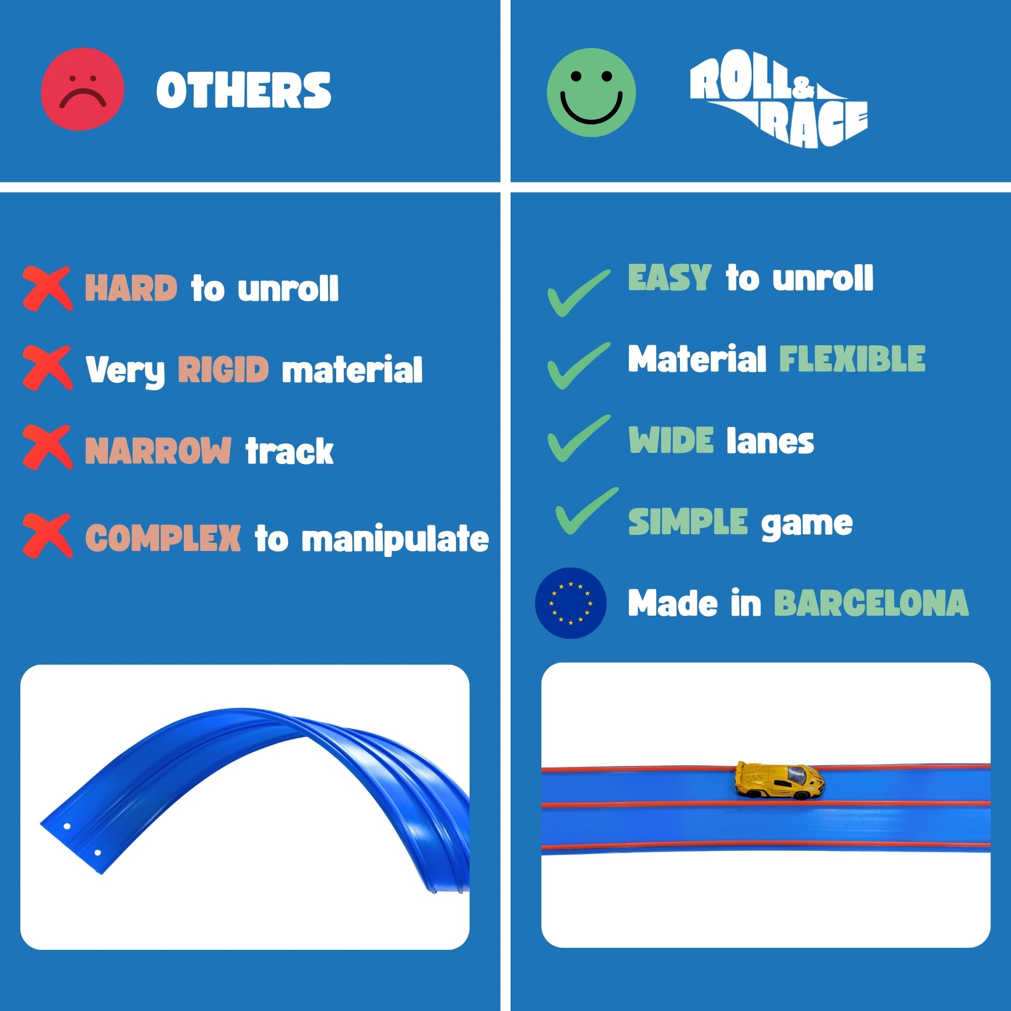 Roll & Race Flexible Car Track 4m – Viral Suction Cup Race Track for Toy Cars