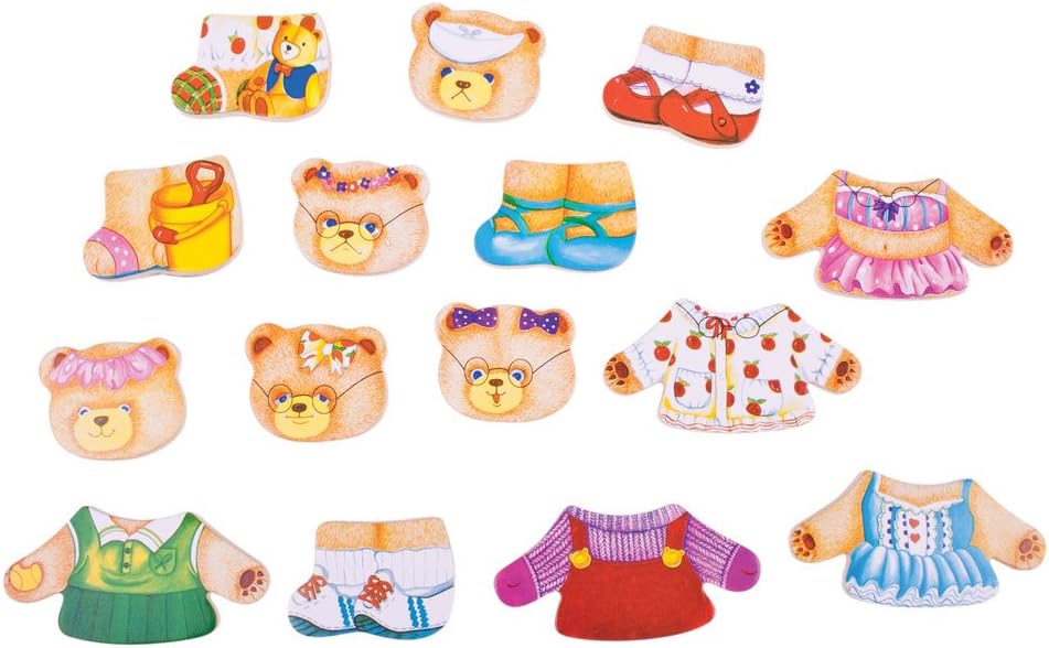 Wooden Bear Family Dress-Up Puzzle with Storage Box
