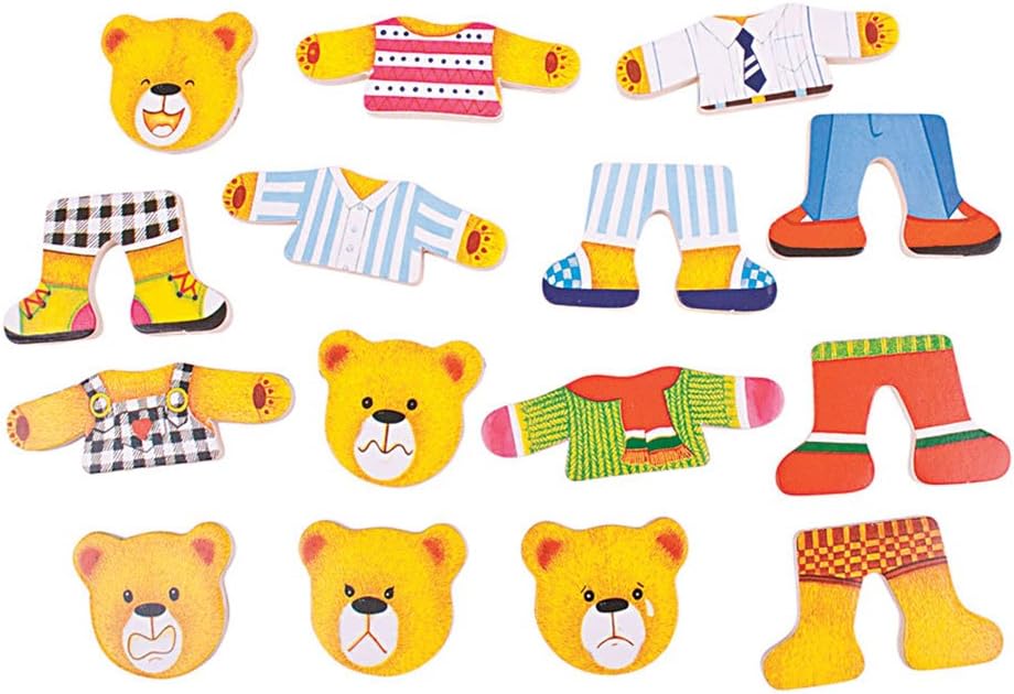Wooden Bear Family Dress-Up Puzzle with Storage Box