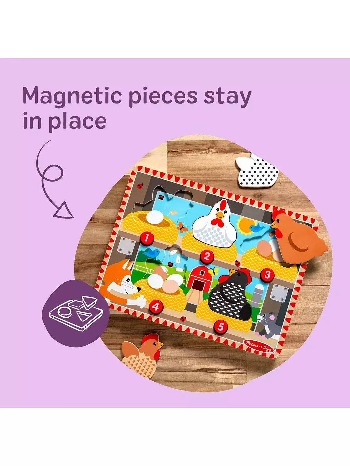 Melissa & Doug Magnetic Push To Pop Puzzle Happy Hens