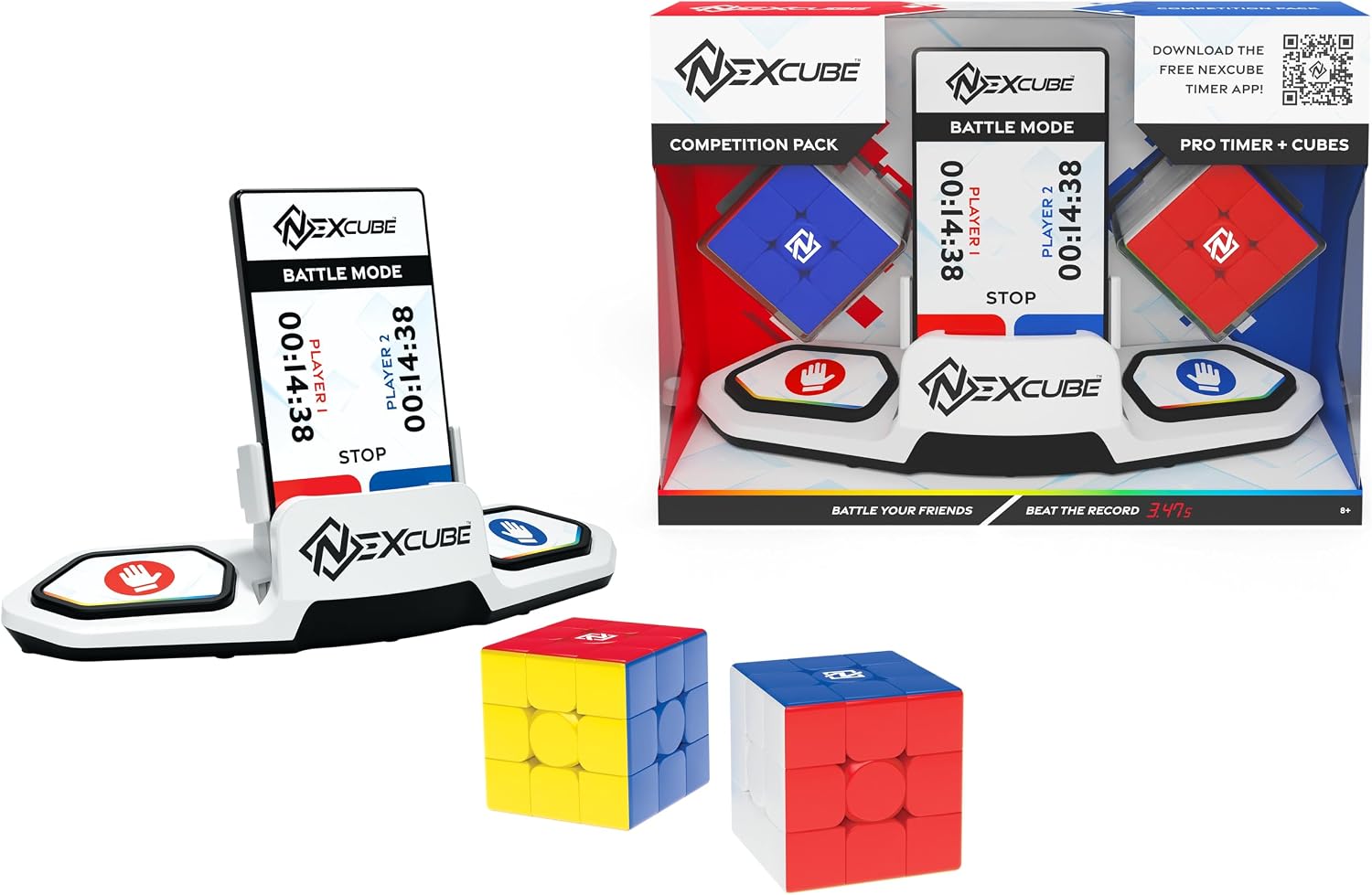 Nexcube Competition Pack, Speed Cube with 2 x 3 x 3 Cubes
