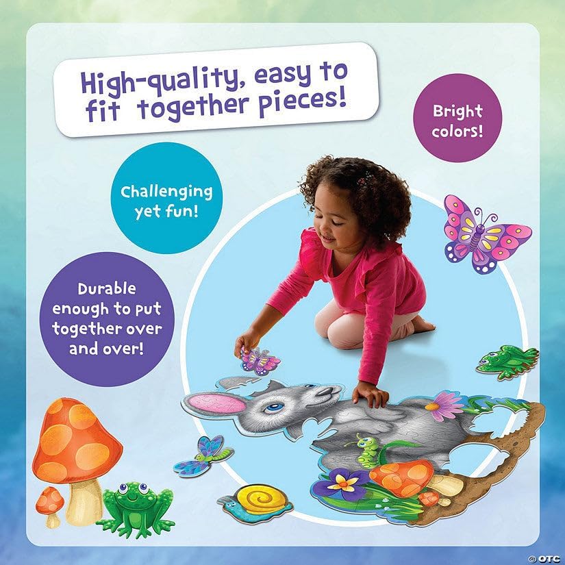 Peaceable Kingdom Shimmery Bunny Shaped 41 Piece Floor Puzzle