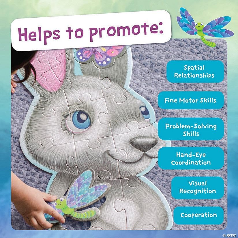 Peaceable Kingdom Shimmery Bunny Shaped 41 Piece Floor Puzzle