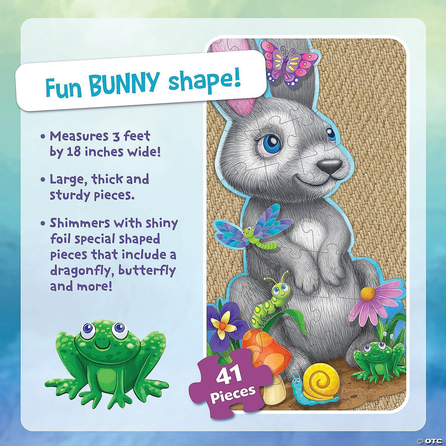 Peaceable Kingdom Shimmery Bunny Shaped 41 Piece Floor Puzzle