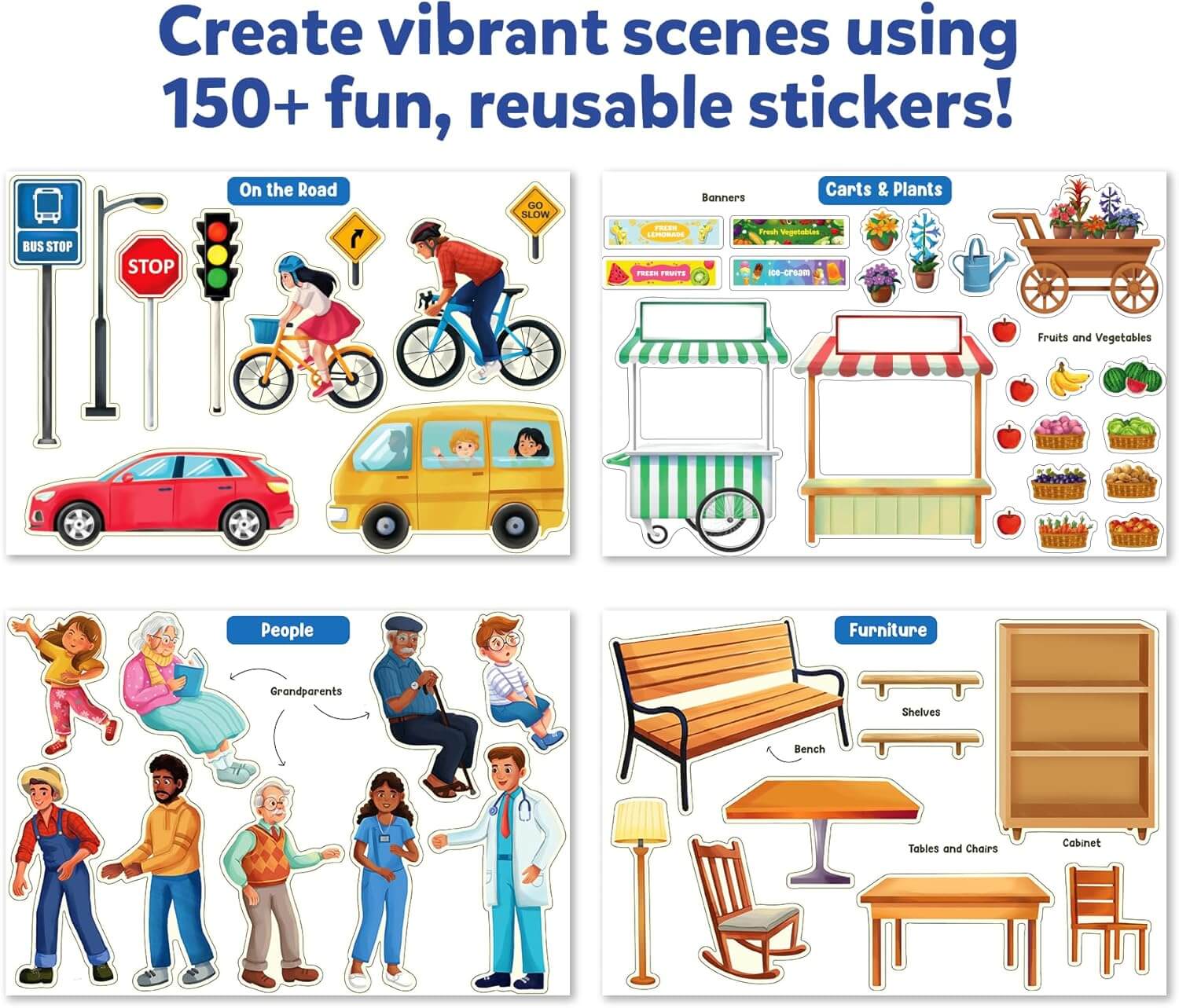 Skillmatics Reusable Sticker Stories: Adventures Around Town