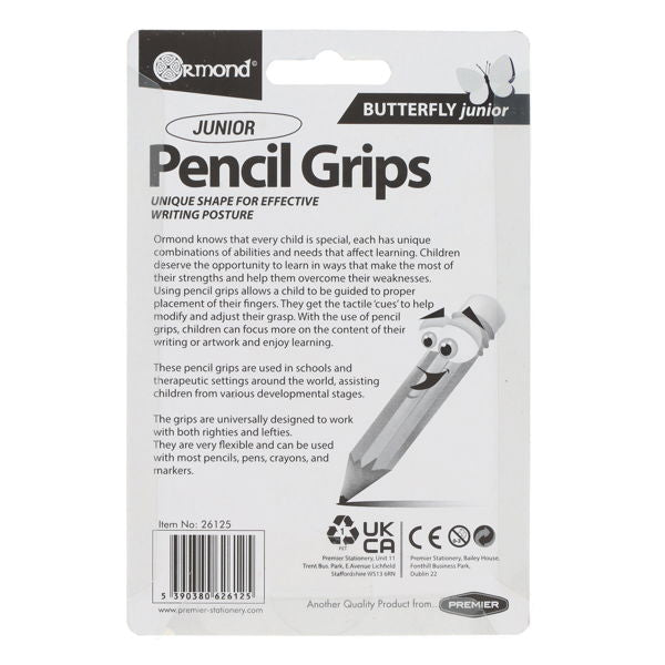 Clever Kidz Ormond Card 4 Butterfly Junior Pencil Grips