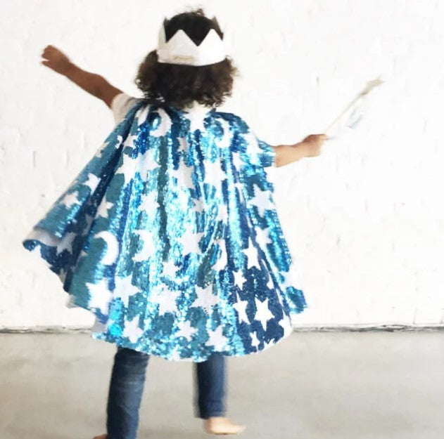 Sequin cosmic cape – Blue