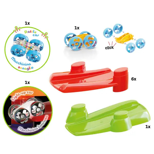 Quercetti Flip Car Racetrack – Dynamic Flip Ramp Racing Toy