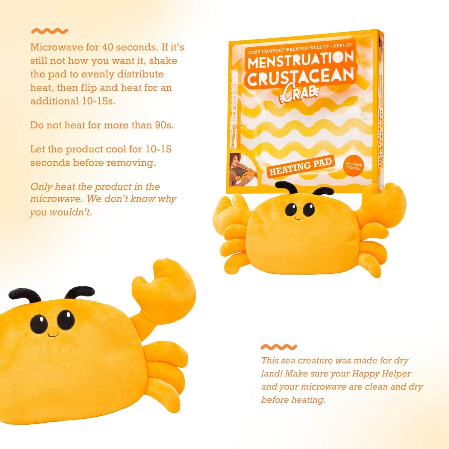 Menstruation Crustacean Crab: Microwaveable Heating Pad