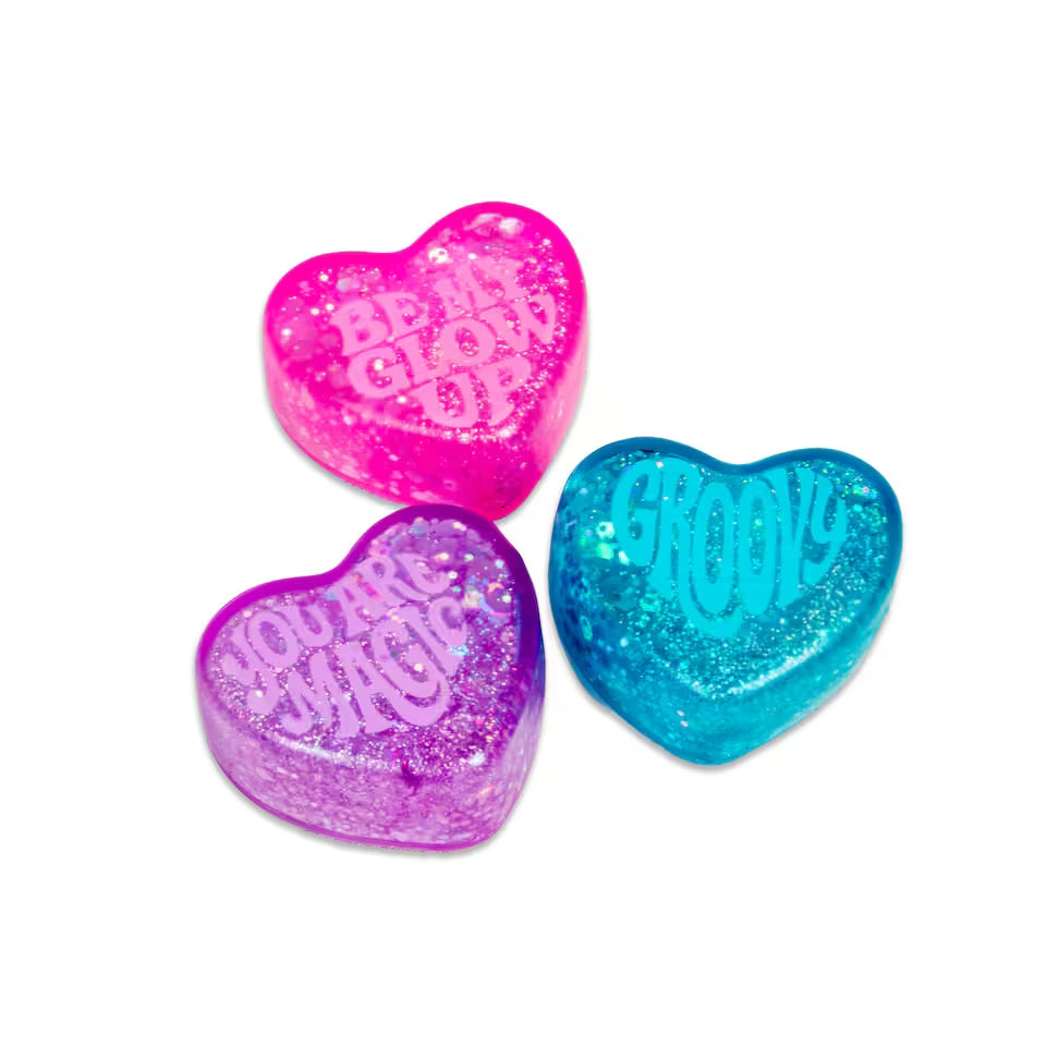 NeeDoh Teenie Sparkle Squeeze Hearts – Glitter Sensory Fidget Toy (3 Pack)
