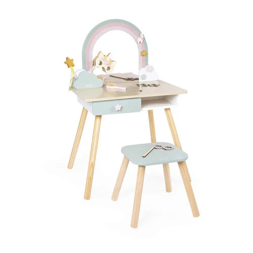 Unicorn wooden dressing table and accessories