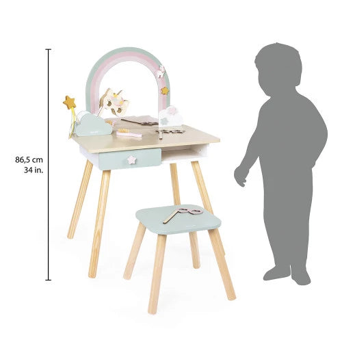 Unicorn wooden dressing table and accessories