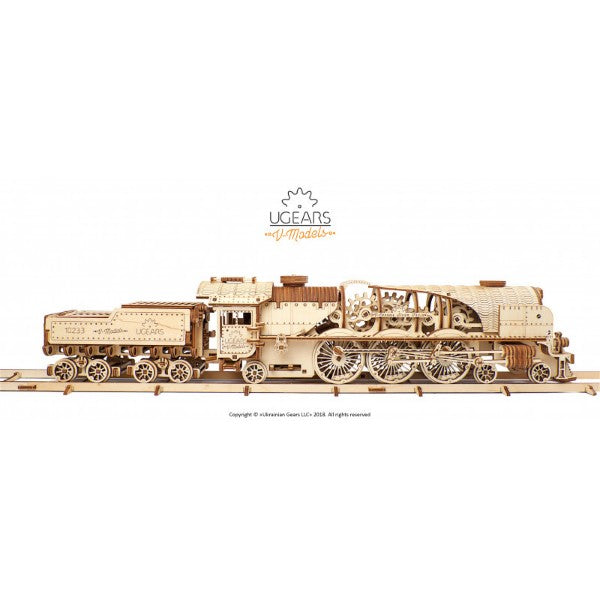 UGears V-Express Steam Train with Tender - Mechanical 3D Puzzle