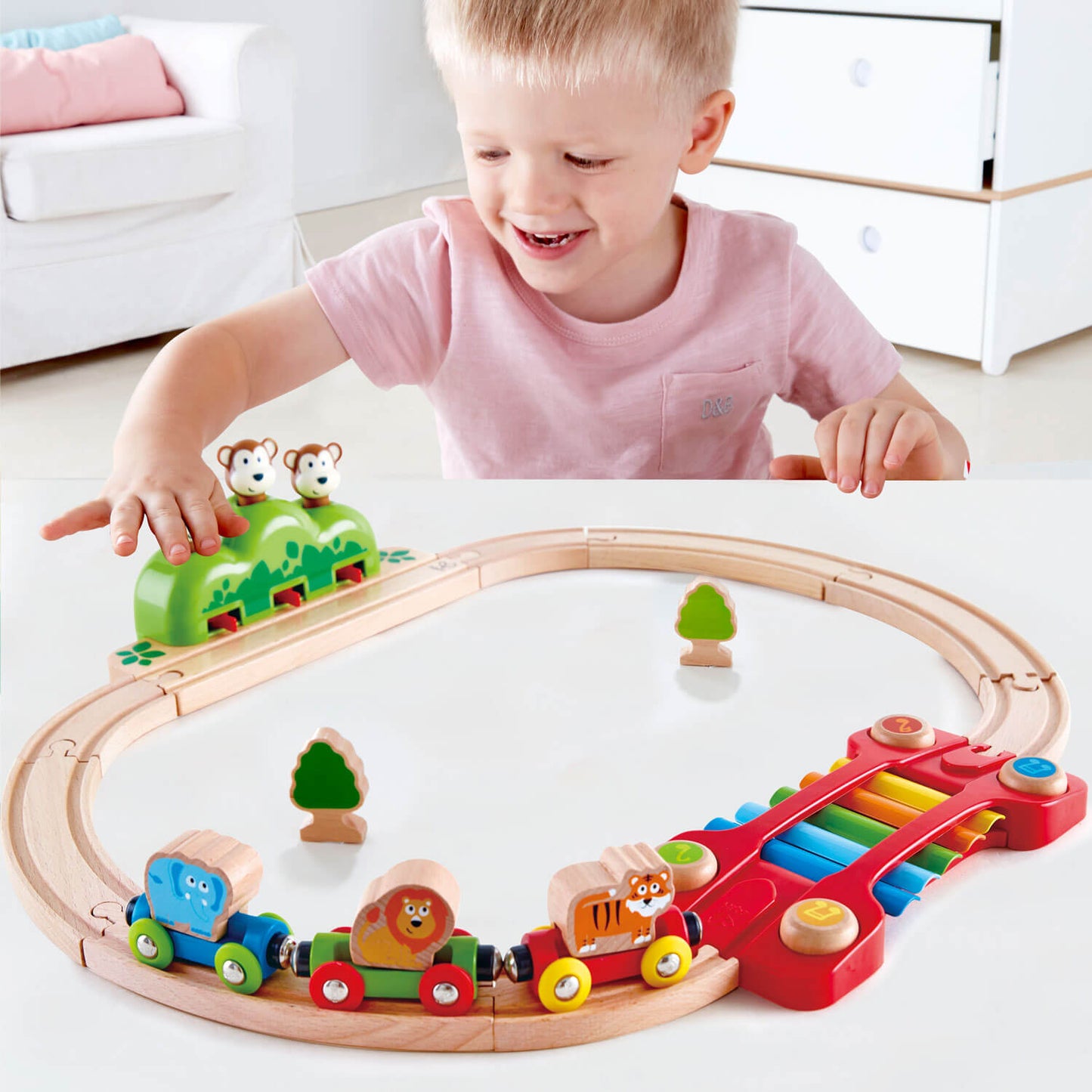 Hape Music and Monkeys Toddler Railway Train
