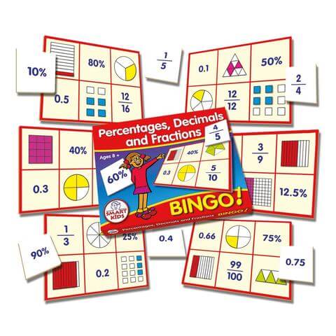 Percentages, Decimals and Fractions Bingo Smart Kids
