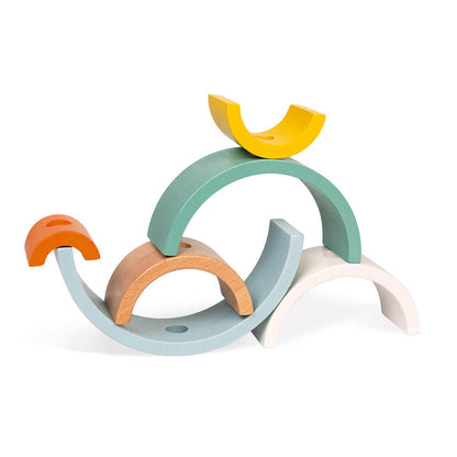 Janod Rainbow Turtle Stacking Arches and Pull Along Toy