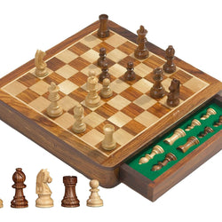 Magnetic 30.5cm Acacia and Maple Chess Cassette Set