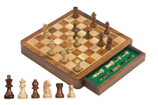 Magnetic 30.5cm Acacia and Maple Chess Cassette Set