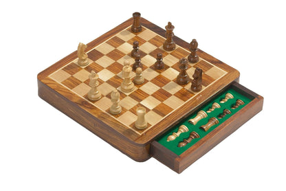 Magnetic 30.5cm Acacia and Maple Chess Cassette Set