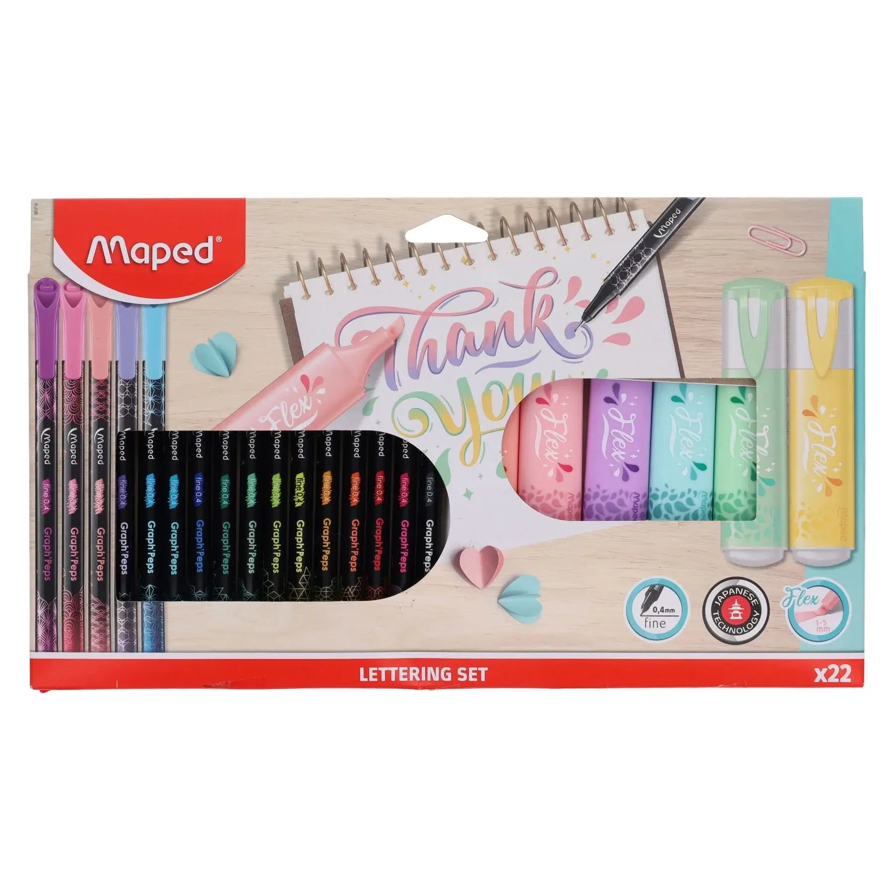 Maped 22 Pce Lettering & Calligraphy Set In Box