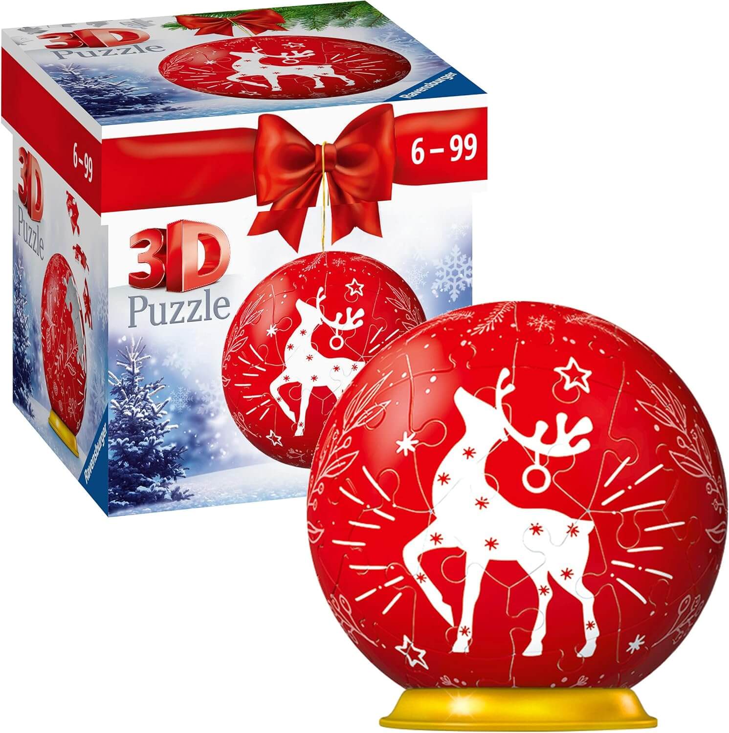 3D Puzzle Ball Red Reindeer