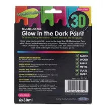 Back of black packaging for multisurface paint featuring colorful drips, product instructions, and a surface checklist.