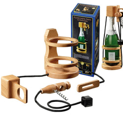 Bottle Puzzle With a Safe and Corkscrew