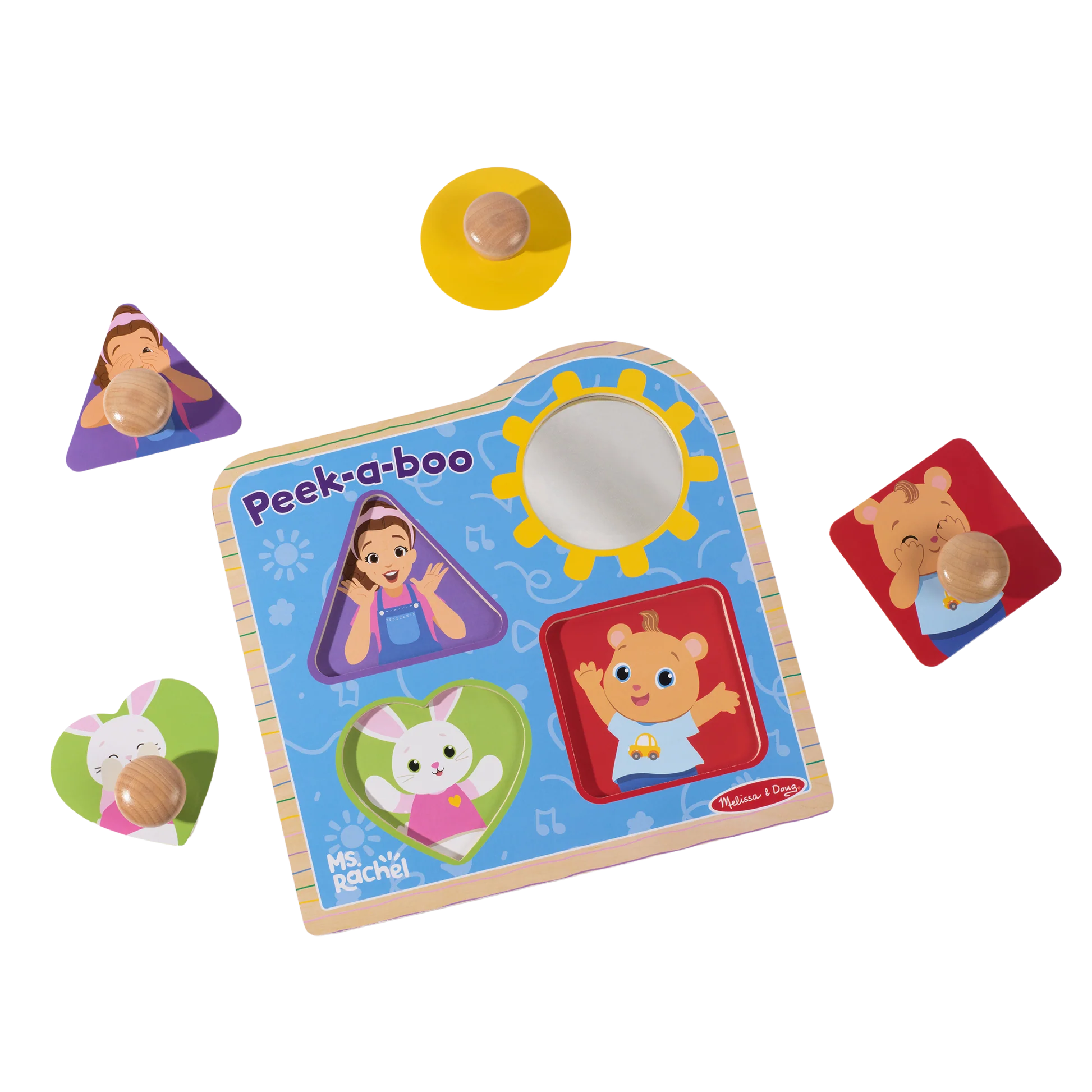 Ms. Rachel Wooden Peek-A-Boo Jumbo Peg Puzzle
