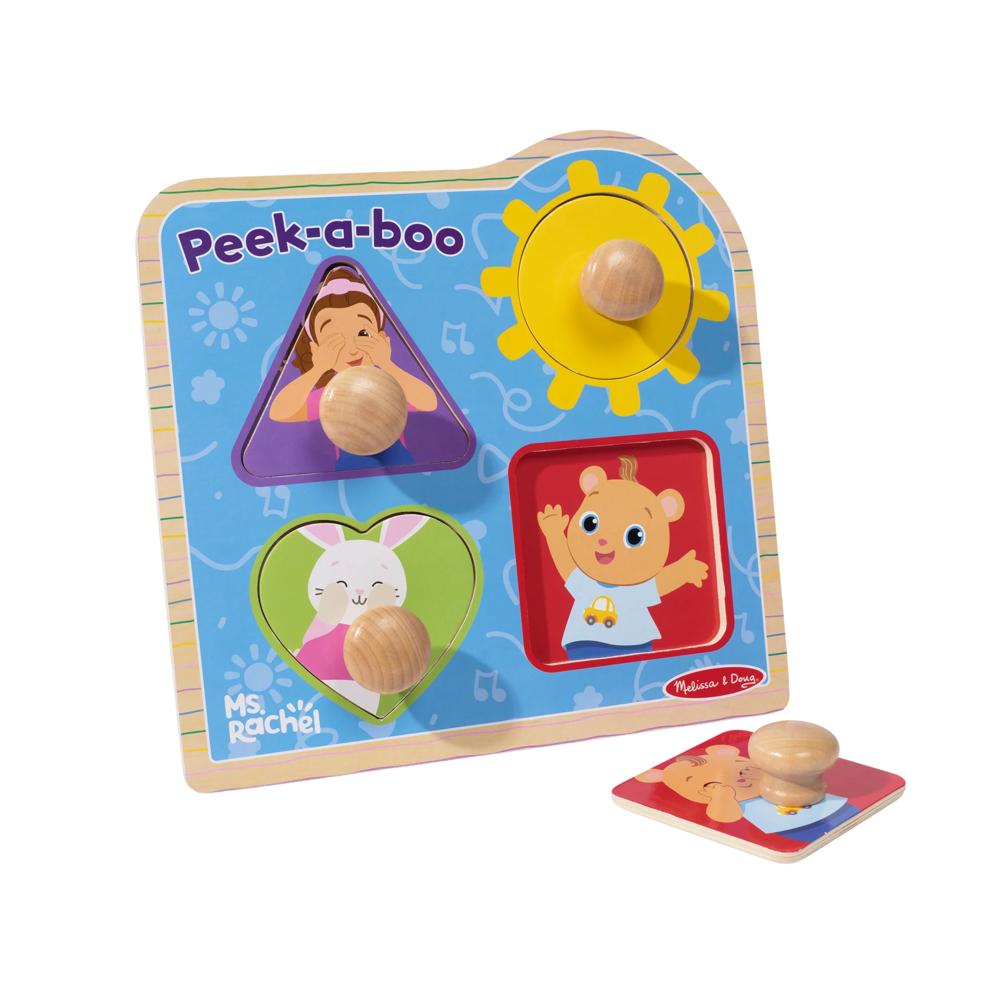 Ms. Rachel Wooden Peek-A-Boo Jumbo Peg Puzzle