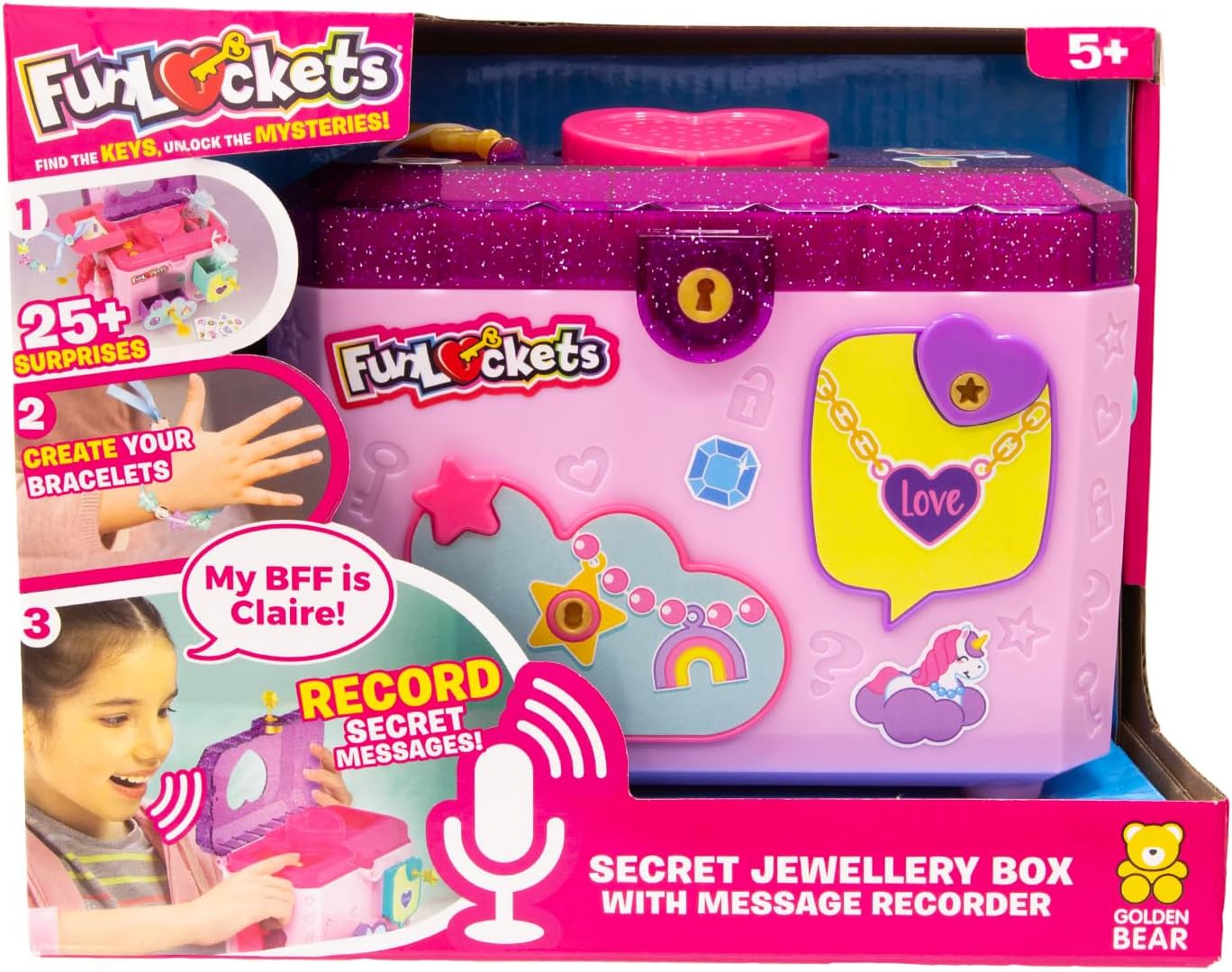 Fun lockets secret jewellery box with message recorder