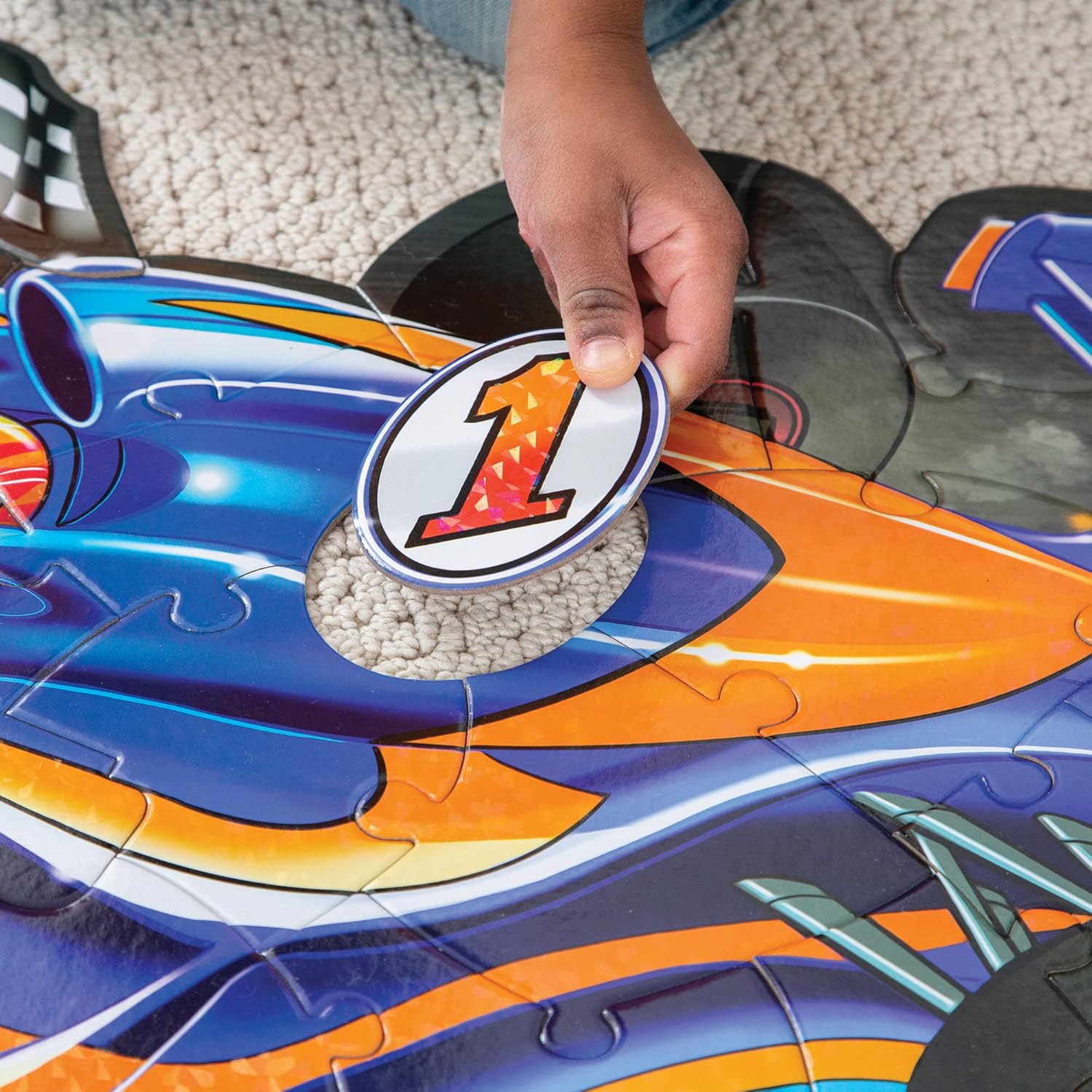 Shiny racecar floor puzzle