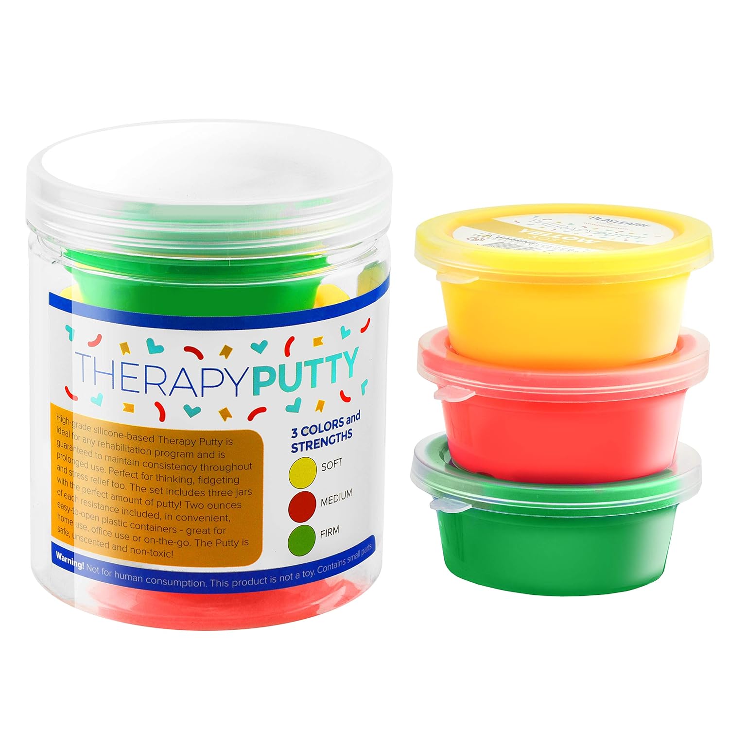 Playlearn Therapy Putty – 3 Pack (3 Colours, 3 Strengths)