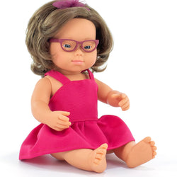 Miniland Caucasic girl Doll D.S. Glasses 38cm