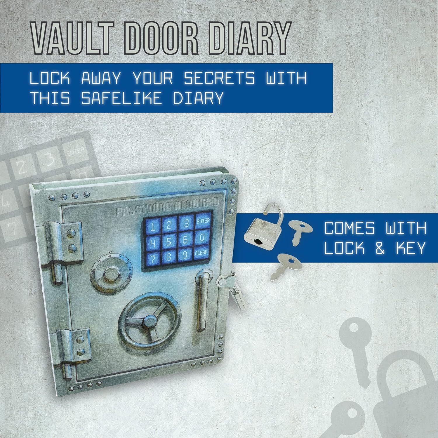 Vault Door Diary - 16cm Lock and Key