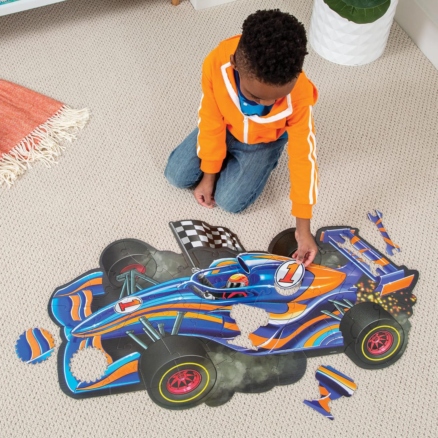 Shiny racecar floor puzzle