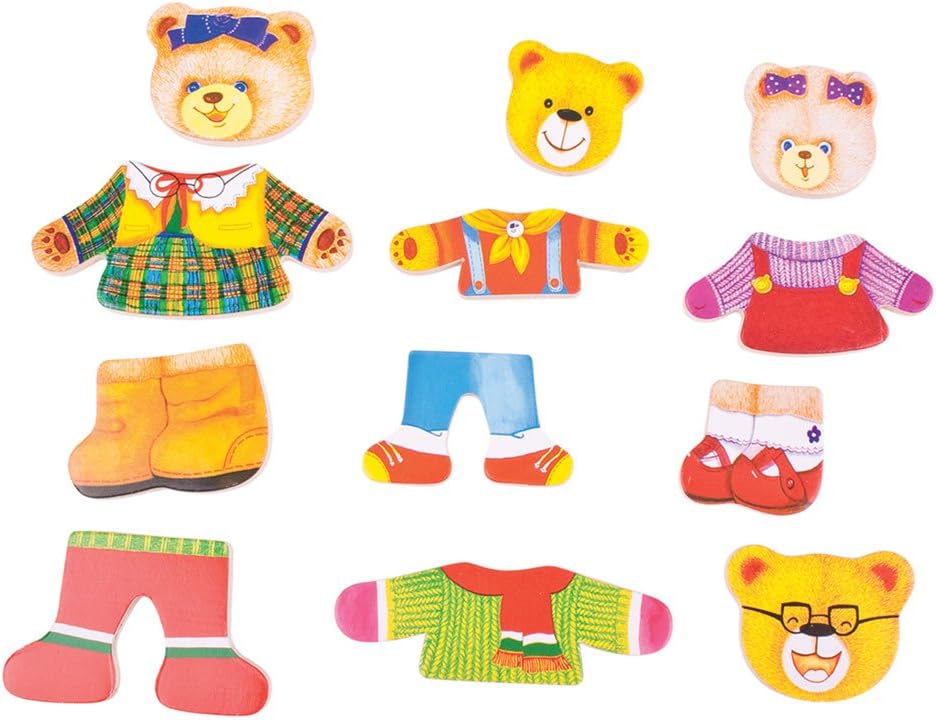 Wooden Bear Family Dress-Up Puzzle with Storage Box