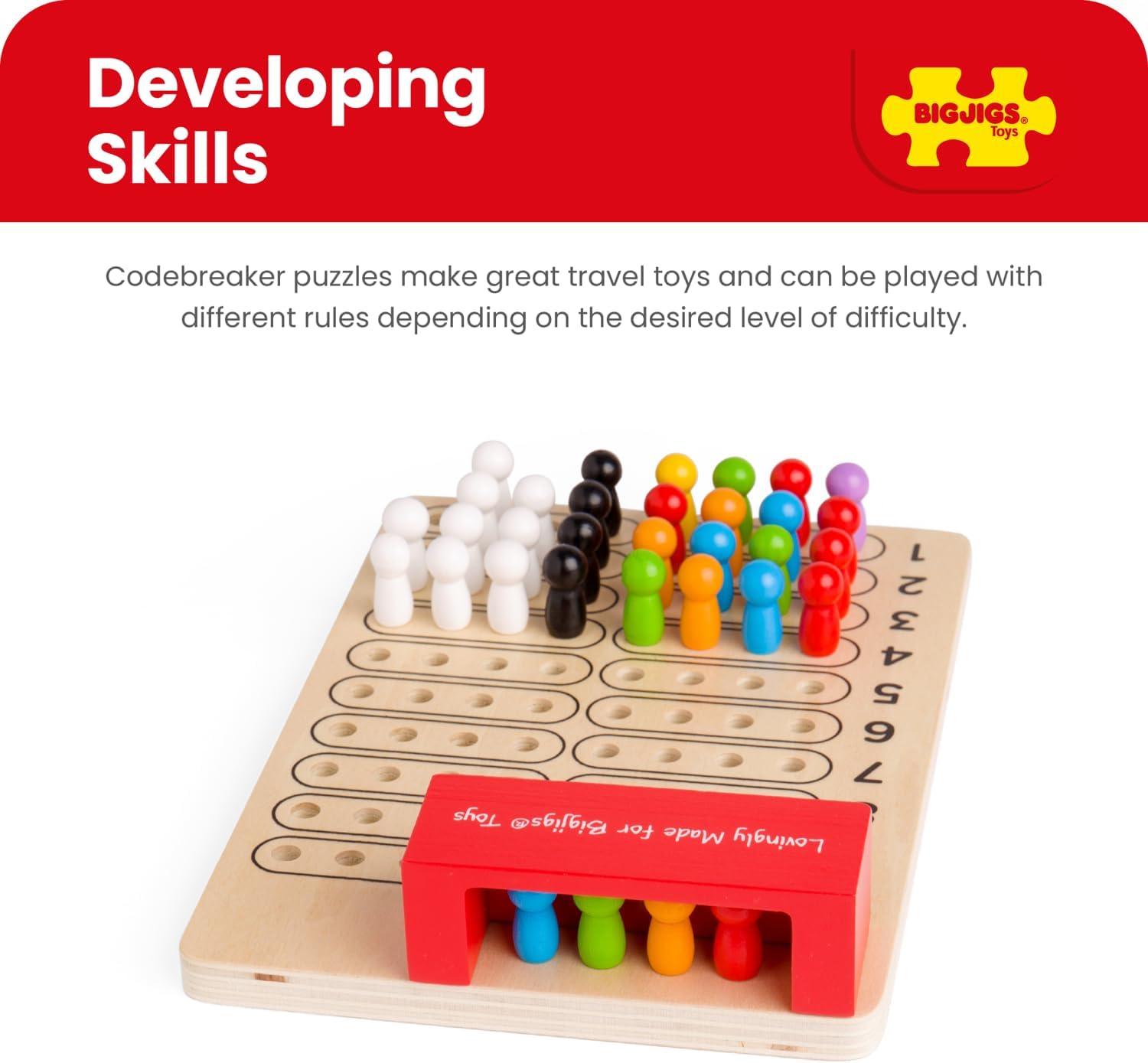 Bigjigs Toys Wooden Codebreaker, Mastermind Strategy Board Game