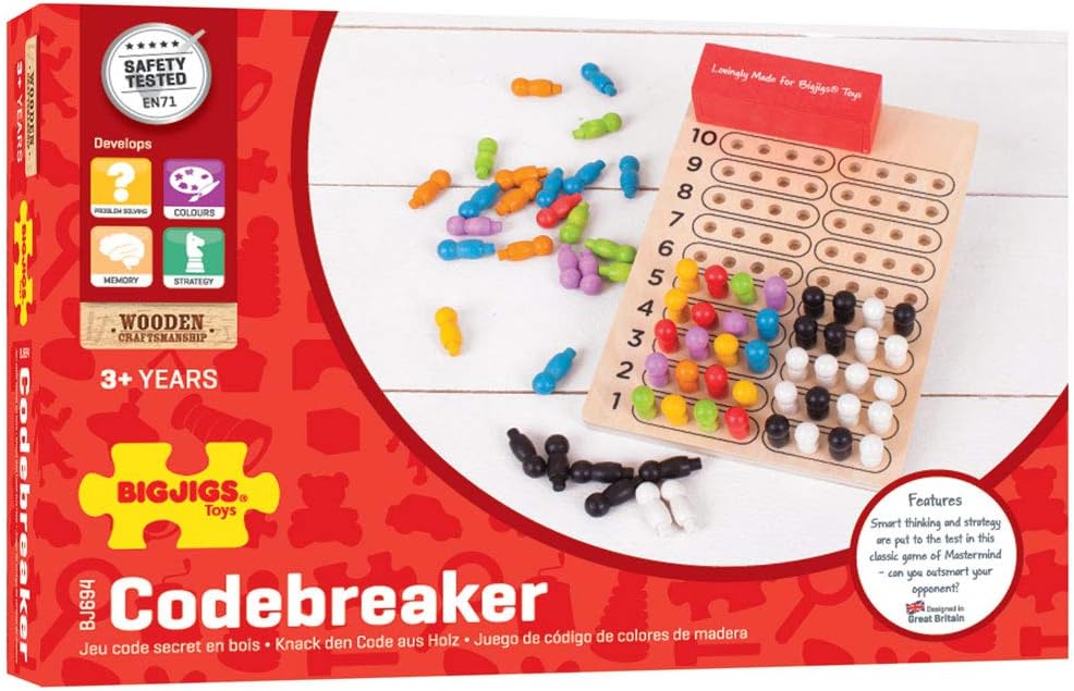 Bigjigs Toys Wooden Codebreaker, Mastermind Strategy Board Game