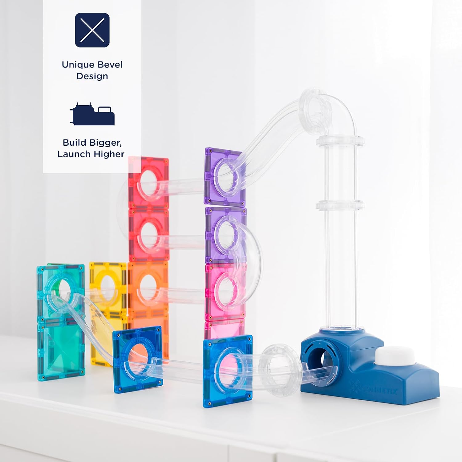 Connetix Magnetic Tiles 47 Piece Ball Run Launcher Pack