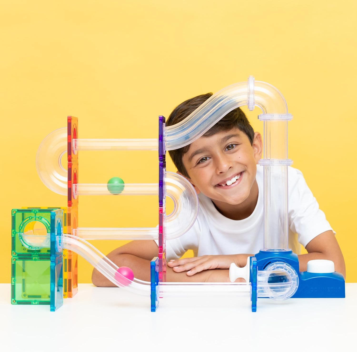 Connetix Magnetic Tiles 47 Piece Ball Run Launcher Pack