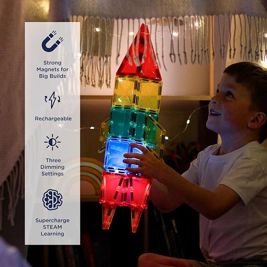 Connetix Magnetic Tiles Light up Rocket 30 Pc