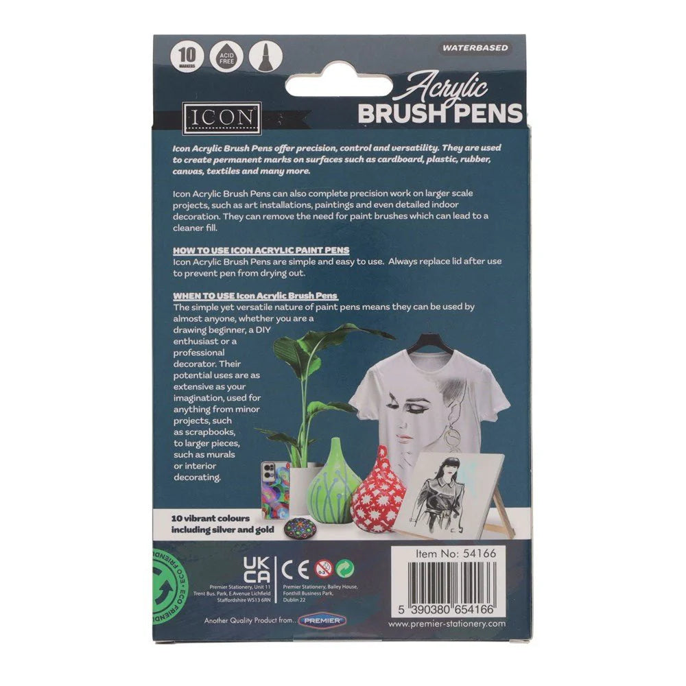 Icon Acrylic Brush Pens Pack of 10