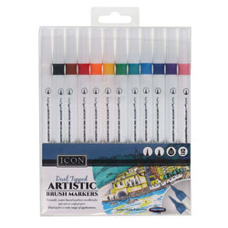 Icon Essential Brights Dual Tipped Artistic Brush Markers Pack of 12