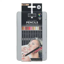 Icon 12 Skin‑Toned Colouring Pencils – Tin Box