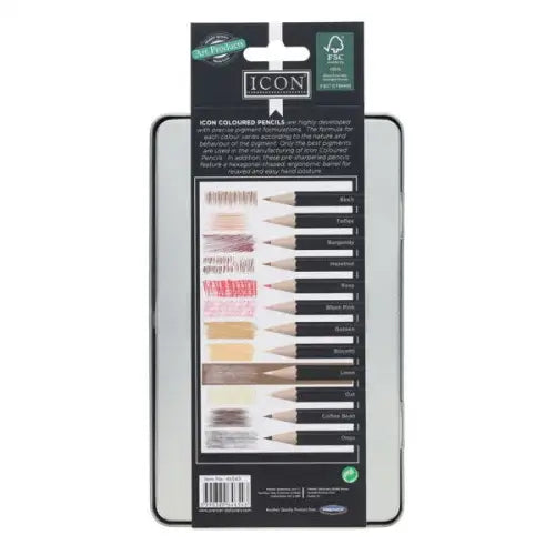 Icon 12 Skin‑Toned Colouring Pencils – Tin Box